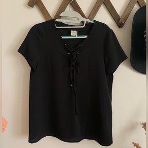 Papercrane lace up short sleeve blouse